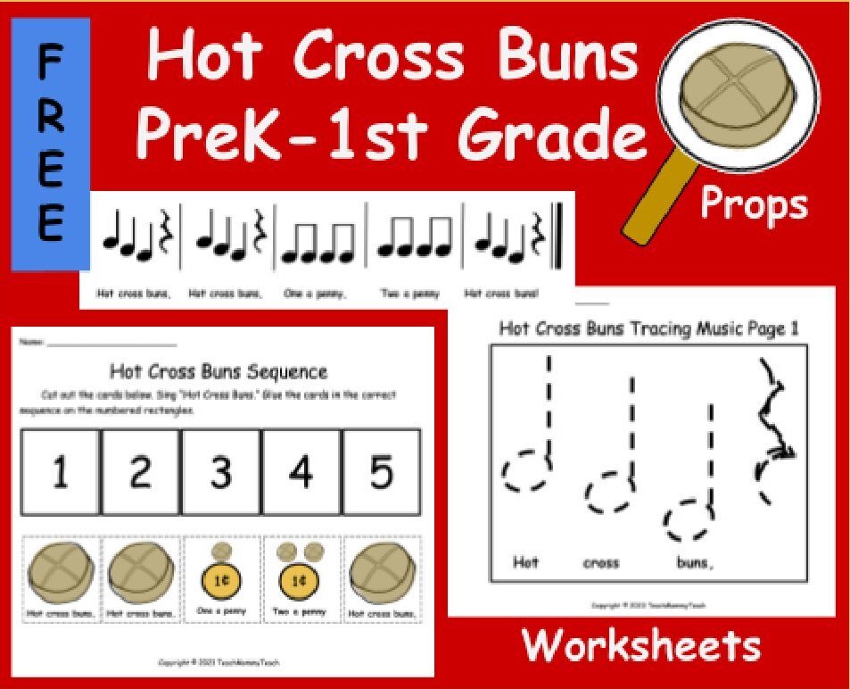 Hot Cross Buns Props and Worksheets for PreK-1st Grade